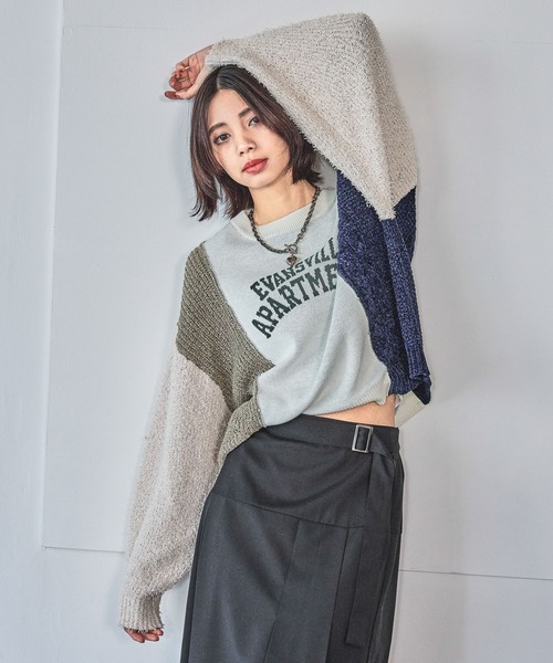 PAGEBOY（ページボーイ）の「ニットMIXロゴジャガードプルオーバー（ニット/セーター・レディース・ブルー系その他/オフホワイト/ブラック・FREE）」の19枚目の写真