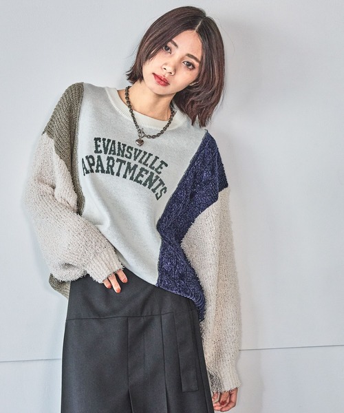 PAGEBOY（ページボーイ）の「ニットMIXロゴジャガードプルオーバー（ニット/セーター・レディース・ブルー系その他/オフホワイト/ブラック・FREE）」の20枚目の写真