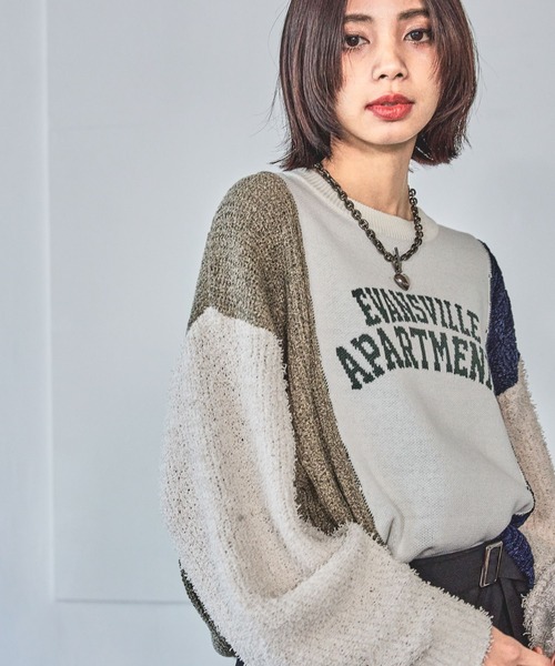 ニットMIXロゴジャガードプルオーバー（ニット/セーター）｜PAGEBOY