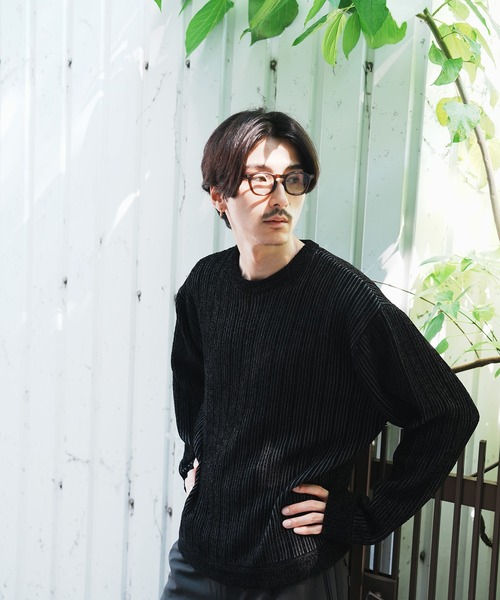 UNION STATION(ユニオンステーション)の「*WEB限定 ランダムストライプ ルーズフィット モールニットセーター(ニット/セーター・メンズ・チャコールグレー/ホワイト/ネイビー/ブラック・L/M)」の14枚目の写真