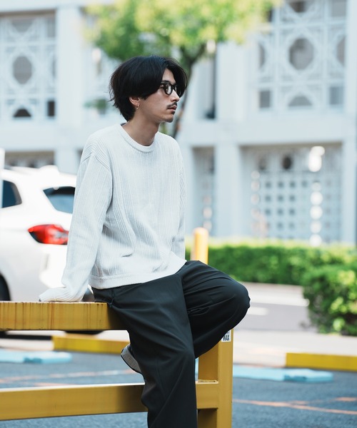 UNION STATION(ユニオンステーション)の「*WEB限定 ランダムストライプ ルーズフィット モールニットセーター(ニット/セーター・メンズ・チャコールグレー/ホワイト/ネイビー/ブラック・L/M)」の16枚目の写真