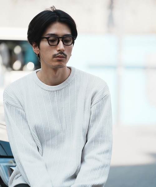 UNION STATION(ユニオンステーション)の「*WEB限定 ランダムストライプ ルーズフィット モールニットセーター(ニット/セーター・メンズ・チャコールグレー/ホワイト/ネイビー/ブラック・L/M)」の17枚目の写真