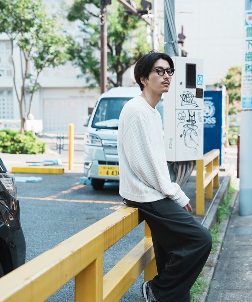 UNION STATION(ユニオンステーション)の「*WEB限定 ランダムストライプ ルーズフィット モールニットセーター(ニット/セーター・メンズ・チャコールグレー/ホワイト/ネイビー/ブラック・L/M)」の19枚目の写真