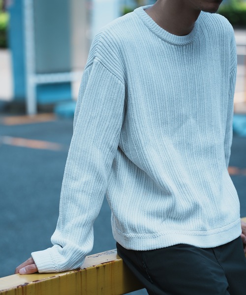 UNION STATION(ユニオンステーション)の「*WEB限定 ランダムストライプ ルーズフィット モールニットセーター(ニット/セーター・メンズ・チャコールグレー/ホワイト/ネイビー/ブラック・L/M)」の20枚目の写真