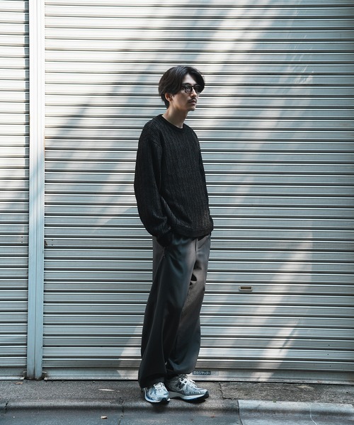 UNION STATION(ユニオンステーション)の「*WEB限定 ランダムストライプ ルーズフィット モールニットセーター(ニット/セーター・メンズ・チャコールグレー/ホワイト/ネイビー/ブラック・L/M)」の10枚目の写真