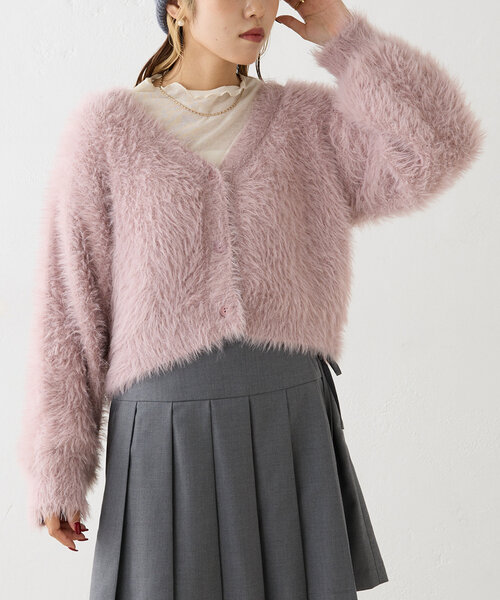w closet（ダブルクローゼット）の「【２WAY】ロゴシャギーカーディガン（カーディガン/ボレロ・レディース・オフホワイト/グレー/ネイビー/ピンク・FREE）」の14枚目の写真