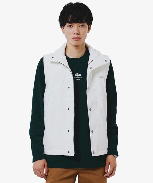 LACOSTE（ラコステ）の「RDS認証ダウン 耐水透湿 ハイネック ジップアップ ピケダウンベスト（ダウンベスト・メンズ・ブラック/カーキ/オフホワイト/ダークネイビー/ダークブラウン・46/50/48/52）」の2枚目の写真