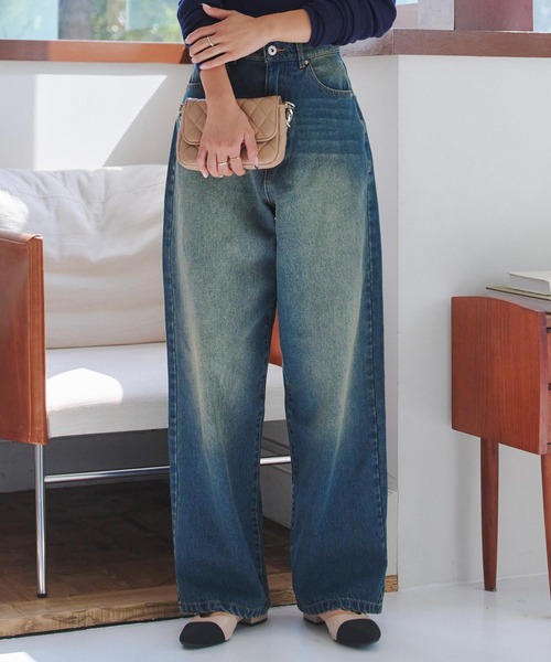 KOBE LETTUCE（コウベレタス）の「選べるサイズ カーブすぎないカーブデニム（デニムパンツ・レディース・ブラック/その他/ブルー・M/TM/PM/L）」の11枚目の写真