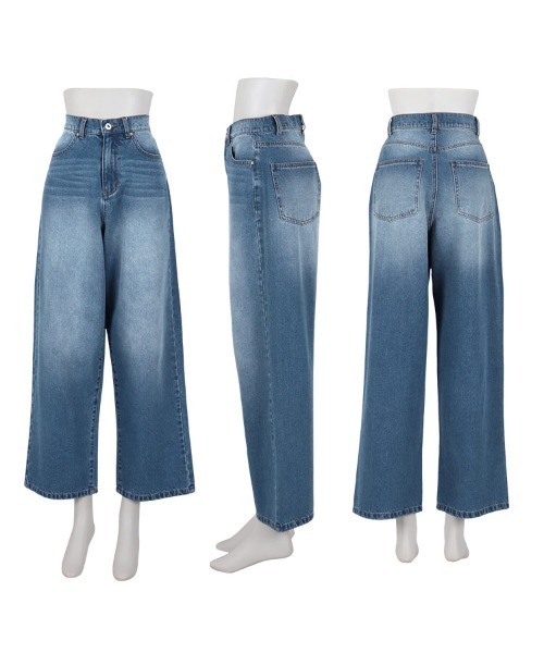 KOBE LETTUCE（コウベレタス）の「選べるサイズ カーブすぎないカーブデニム（デニムパンツ・レディース・ブラック/その他/ブルー・M/TM/PM/L）」の14枚目の写真