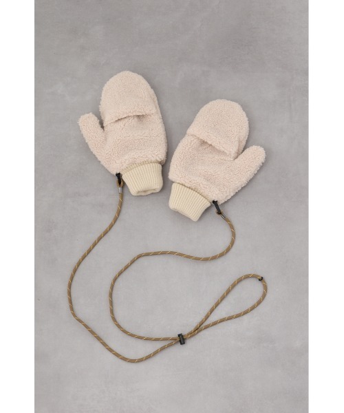 AZUL by moussy（アズールバイマウジー）の「配色ストラップ2WAYボアミトン（手袋・レディース・グレー/ブルー/アイボリー・FREE）」の6枚目の写真