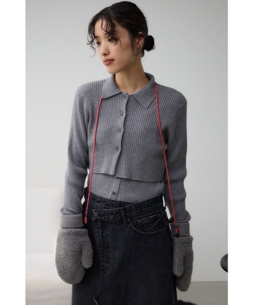 AZUL by moussy（アズールバイマウジー）の「配色ストラップ2WAYボアミトン（手袋・レディース・グレー/ブルー/アイボリー・FREE）」の12枚目の写真