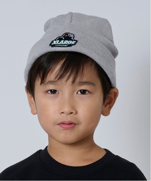 XLARGE KIDS(エクストララージキッズ)の「スランテッドOGゴリラニットキャップ(キャップ・キッズ・ブラック/パープル/グリーン/トップグレー・FREE)」の1枚目の写真