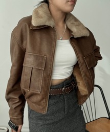 SHAGGIE | 【取り外し可能】フェイクファーカラーコート(ブルゾン)