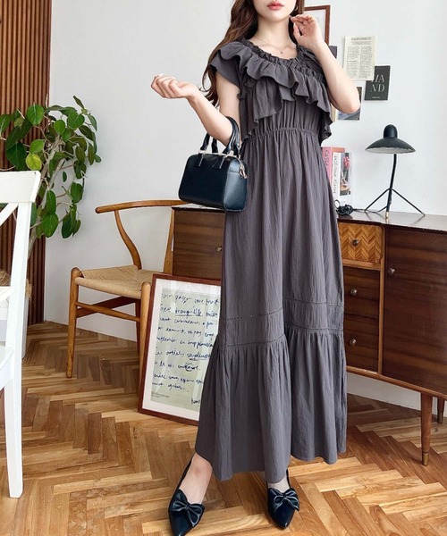 極美品✨SONO　Momダブルクロス ワンピース 紺　フリーサイズ　パール mn3awop203-top.jpg