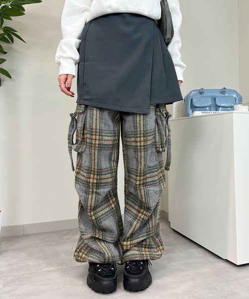 sevens（セブンズ）の「【sevens】PT チェックカーゴパンツ（カーゴパンツ・レディース・レッド/ダークブラウン/サックスブルー/ブラック・FREE）」の3枚目の写真