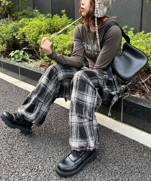 sevens（セブンズ）の「【sevens】PT チェックカーゴパンツ（カーゴパンツ・レディース・レッド/ダークブラウン/サックスブルー/ブラック・FREE）」の6枚目の写真