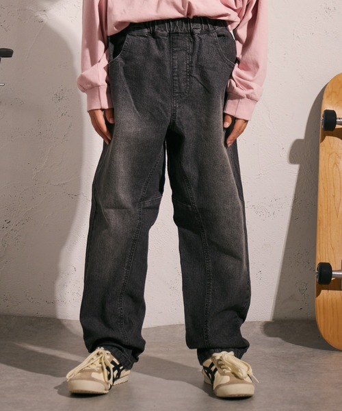 PAIRMANON STREET(ペアマノンストリート)の「【PAIRMANON STREET】ワイド テーパード ストレッチ デニム パンツ(デニムパンツ・キッズ・ブラック/インディゴブルー/ブルー・90/100/110/120/130/140/150/160)」の1枚目の写真