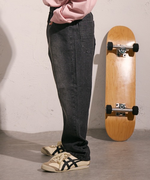 PAIRMANON STREET(ペアマノンストリート)の「【PAIRMANON STREET】ワイド テーパード ストレッチ デニム パンツ(デニムパンツ・キッズ・ブラック/インディゴブルー/ブルー・90/100/110/120/130/140/150/160)」の4枚目の写真