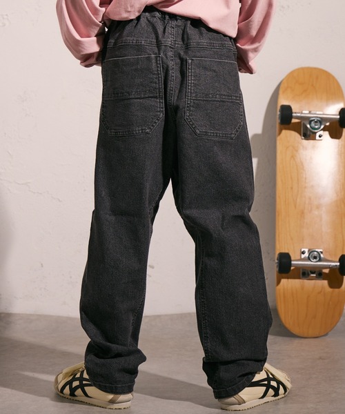 PAIRMANON STREET(ペアマノンストリート)の「【PAIRMANON STREET】ワイド テーパード ストレッチ デニム パンツ(デニムパンツ・キッズ・ブラック/インディゴブルー/ブルー・90/100/110/120/130/140/150/160)」の5枚目の写真