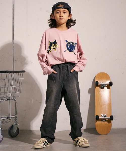 PAIRMANON STREET(ペアマノンストリート)の「【PAIRMANON STREET】ワイド テーパード ストレッチ デニム パンツ(デニムパンツ・キッズ・ブラック/インディゴブルー/ブルー・90/100/110/120/130/140/150/160)」の6枚目の写真