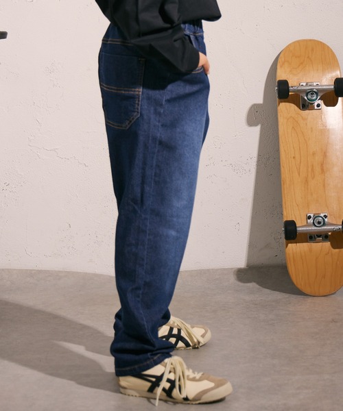 PAIRMANON STREET(ペアマノンストリート)の「【PAIRMANON STREET】ワイド テーパード ストレッチ デニム パンツ(デニムパンツ・キッズ・ブラック/インディゴブルー/ブルー・90/100/110/120/130/140/150/160)」の7枚目の写真