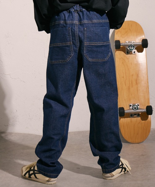 PAIRMANON STREET(ペアマノンストリート)の「【PAIRMANON STREET】ワイド テーパード ストレッチ デニム パンツ(デニムパンツ・キッズ・ブラック/インディゴブルー/ブルー・90/100/110/120/130/140/150/160)」の8枚目の写真