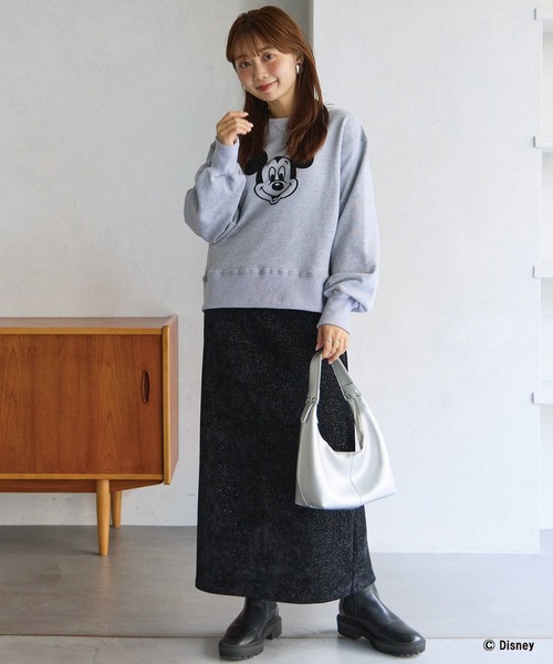 LAVEANGE（ラビアンジェ）の「ミッキー/フロッキープリントスウェット（スウェット・レディース・ブラウン/グレー・4L/3L/LL/M/5L）」の18枚目の写真