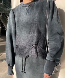 トップス ameri CHEMICAL OVERDYE LACE SWEAT TOP Ameri（アメリ）の「CHEMICAL OVERDYE LACE SWEAT TOP