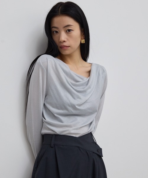 AIC.（エーアイシー）の「メニーウェイシアーラメドレープトップス（Tシャツ/カットソー・レディース・ブラック/シルバー・FREE）」の16枚目の写真