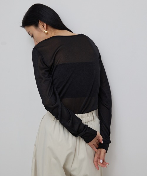 AIC.（エーアイシー）の「メニーウェイシアーラメドレープトップス（Tシャツ/カットソー・レディース・ブラック/シルバー・FREE）」の7枚目の写真