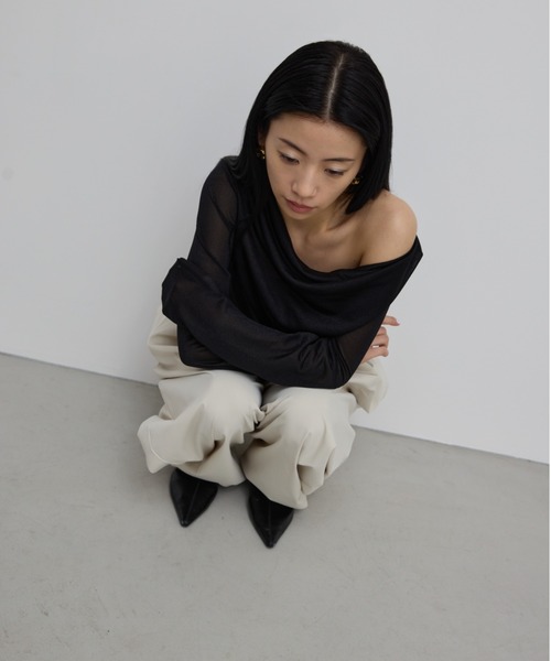 AIC.（エーアイシー）の「メニーウェイシアーラメドレープトップス（Tシャツ/カットソー・レディース・ブラック/シルバー・FREE）」の8枚目の写真