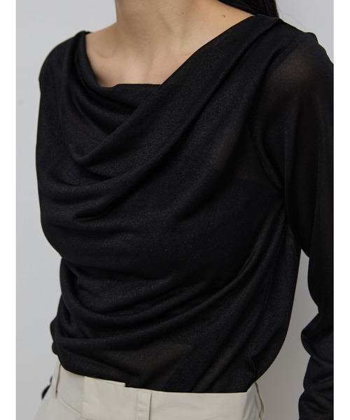 AIC.（エーアイシー）の「メニーウェイシアーラメドレープトップス（Tシャツ/カットソー・レディース・ブラック/シルバー・FREE）」の6枚目の写真