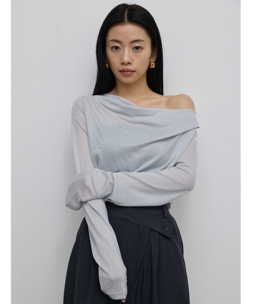 AIC.（エーアイシー）の「メニーウェイシアーラメドレープトップス（Tシャツ/カットソー・レディース・ブラック/シルバー・FREE）」の18枚目の写真