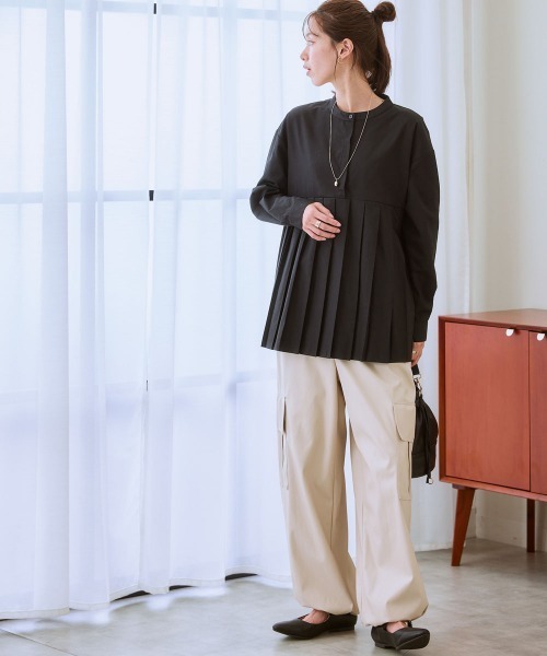 nissen（ニッセン）の「イージーケア裾プリーツ切替ブラウス（シャツ/ブラウス・レディース・ブラック/オフホワイト/ブルー・S/M/L/LL/3L）」の13枚目の写真