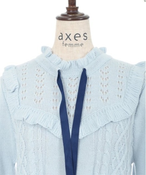 axes femme（アクシーズファム）の「ヨーク切替リボンニットワンピ（ワンピース・レディース・サックスブルー/ブラック/モカ・FREE）」の17枚目の写真