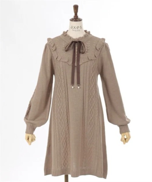 axes femme（アクシーズファム）の「ヨーク切替リボンニットワンピ（ワンピース・レディース・サックスブルー/ブラック/モカ・FREE）」の20枚目の写真