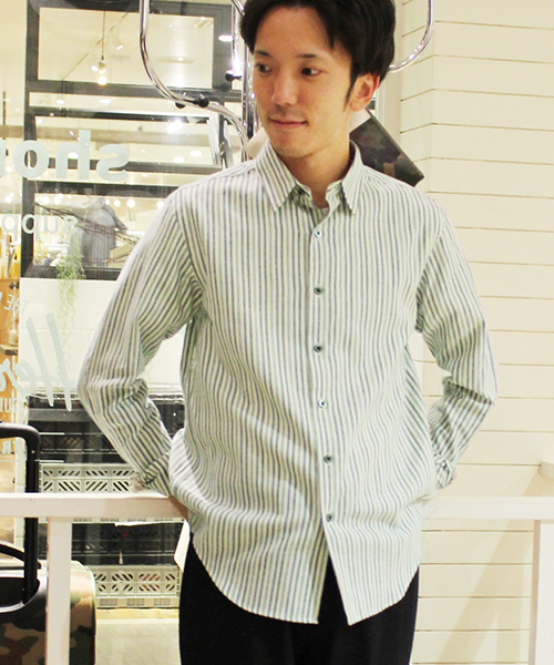 ivory court（アイボリーコート）の「C/カシミア トップストライプシャツ◆（シャツ/ブラウス・メンズ・アイボリー/ライトグレー・40/36/38）」の2枚目の写真