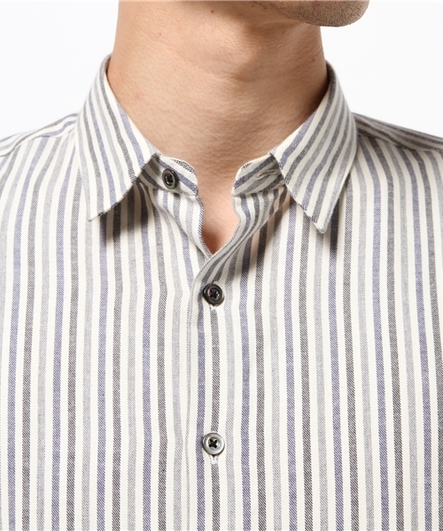 ivory court（アイボリーコート）の「C/カシミア トップストライプシャツ◆（シャツ/ブラウス・メンズ・アイボリー/ライトグレー・40/36/38）」の4枚目の写真