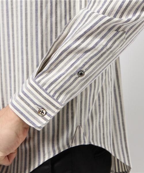 ivory court（アイボリーコート）の「C/カシミア トップストライプシャツ◆（シャツ/ブラウス・メンズ・アイボリー/ライトグレー・40/36/38）」の5枚目の写真