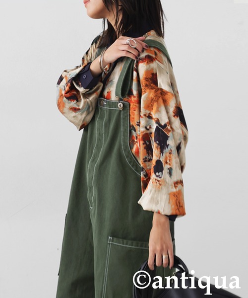 antiqua(アンティカ)の「ステッチデニムサロペット(サロペット/オーバーオール・レディース・カーキ/ブラック/ベージュ・R/P)」の16枚目の写真