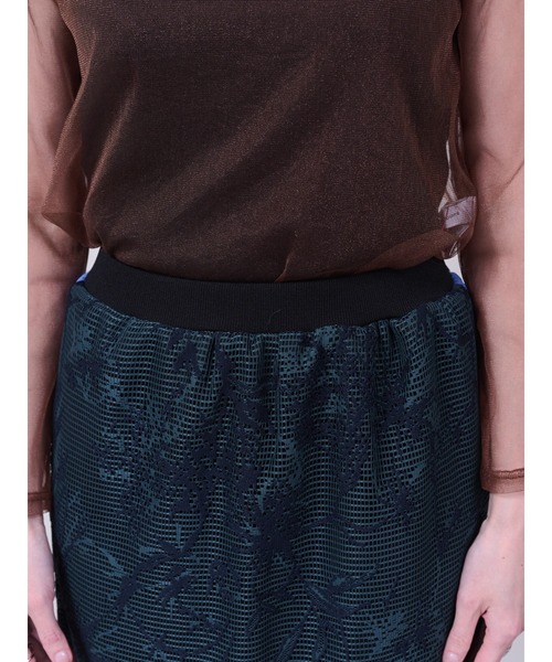 DOLLUPOOPS（ドールアップウップス）の「ボタニカルレース配色スカート（スカート・レディース・ベージュ/グリーン・38）」の8枚目の写真