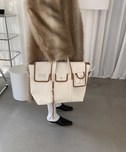 SANSeLF（サンセルフ）の「【LONSLAN】2wayパイピングバッグ sanal24a043（ショルダーバッグ・レディース・ホワイト・FREE）」の2枚目の写真