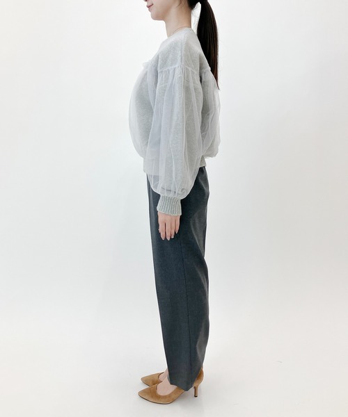 Sirin(シリン)の「フリルチュールドッキングニット(ニット/セーター・レディース・ブラック/ライトブルー/ライトグレー・FREE)」の14枚目の写真