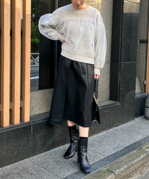 Sirin(シリン)の「フリルチュールドッキングニット(ニット/セーター・レディース・ブラック/ライトブルー/ライトグレー・FREE)」の20枚目の写真