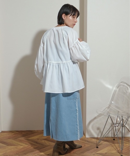 beautiful peopleギャッツビーシャーティングペプラムブラウス NATURAL BEAUTY BASIC（ナチュラルビューティーベーシック）の