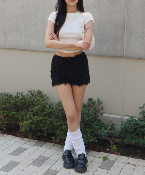 tinkerend(ティンカーエンド)の「French Sleeve Ruched Short Sleeve T-shirt / フレンチスリーブシャーリング半袖Tシャツ(Tシャツ/カットソー・レディース・グレー/ブラック/ホワイト/ダークグレー・FREE)」の13枚目の写真