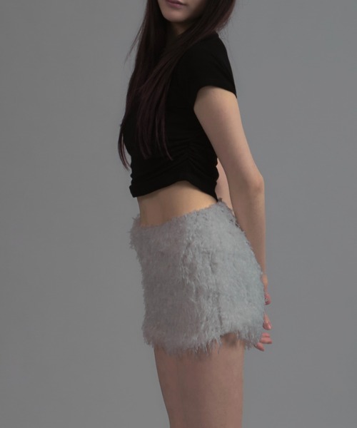 tinkerend(ティンカーエンド)の「French Sleeve Ruched Short Sleeve T-shirt / フレンチスリーブシャーリング半袖Tシャツ(Tシャツ/カットソー・レディース・グレー/ブラック/ホワイト/ダークグレー・FREE)」の20枚目の写真