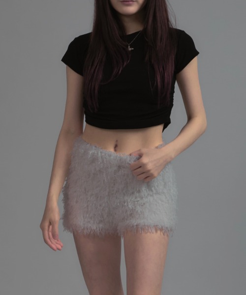 tinkerend(ティンカーエンド)の「French Sleeve Ruched Short Sleeve T-shirt / フレンチスリーブシャーリング半袖Tシャツ(Tシャツ/カットソー・レディース・グレー/ブラック/ホワイト/ダークグレー・FREE)」の22枚目の写真