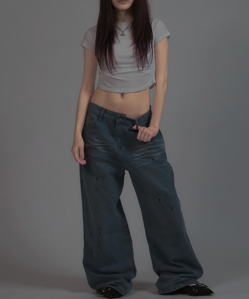 tinkerend(ティンカーエンド)の「French Sleeve Ruched Short Sleeve T-shirt / フレンチスリーブシャーリング半袖Tシャツ(Tシャツ/カットソー・レディース・グレー/ブラック/ホワイト/ダークグレー・FREE)」の21枚目の写真
