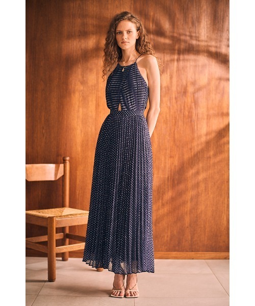 Estella.K(エステラケー)の「Jenna Pleated Long Dress ホルターアコーデオンプリーツドレス(ワンピース・レディース・ネイビー系/ブラウン系/ホワイト系/イエロー系/ピンク系/ホワイト系2・FREE)」の19枚目の写真